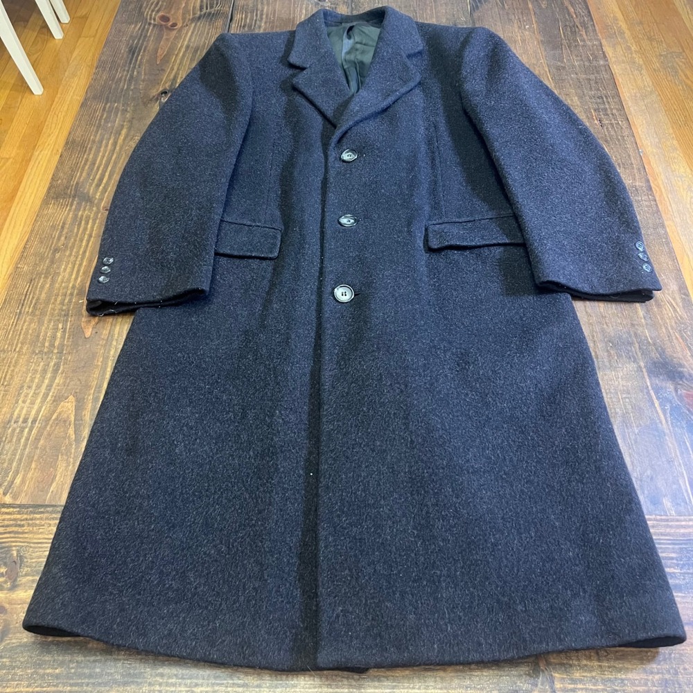 Nino‎ Cerruti Cashmere Wool Blend Overcoat Mens Charcoal Gray, mens size 38r